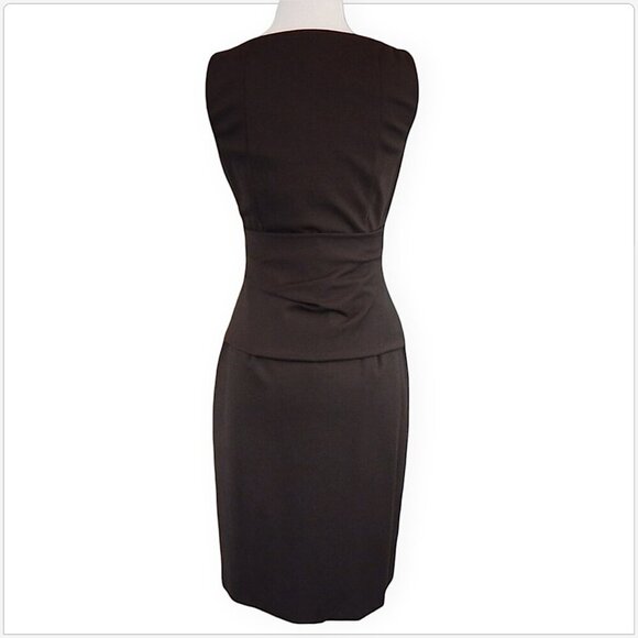 Akris Punto Dark Brown Stretch Knit Draped Waist Sheath Pencil Dress New NWT 4 - Picture 5 of 6